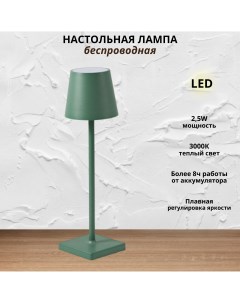 Беспроводная настольная лампа гладкий абажур 2 5Вт 3000К зеленый Fedotov