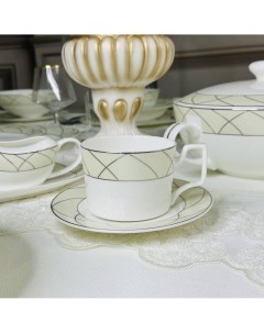 Кофейный набор на 6 персон 12 предметов Pandora Cream чашки 120мл блюдца Lenardi