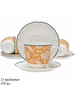 Чайный набор на 6 персон 12 предметов Адонис чашки 250мл блюдца Lenardi