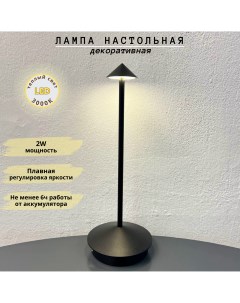 Лампа настольная беспроводная с регулировкой яркости LED 2Вт 3000К черный Fedotov