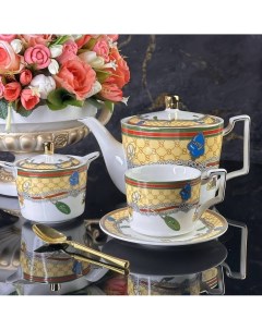 Чайный сервиз на 6 персон 14 предметов чашки чайник блюдца сахарница Lenardi