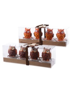 Набор фигурных свечей СОВУШКИ 3 8х4 см упаковка 4 шт разные модели Kaemingk