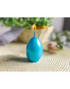 Пасхальная свеча яйцо голубая 4х6 см Омский свечной