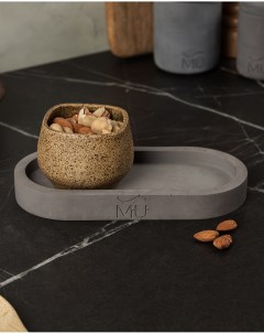Поднос декоративный кухонный Lora S 20x10 см бетон черный матовый Musko home