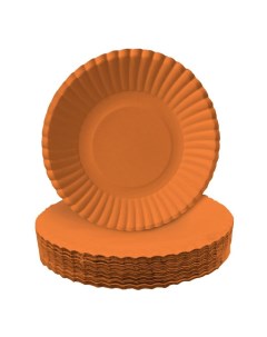 Тарелки одноразовые бумажные оранжевые d 18 5 см 50 шт Gratias