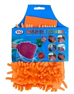 Салфетка варежка из микрофибры для уборки дома и мытья автомобиля оранжевая 1 шт Yq