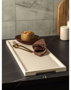 Декоративный кухонный поднос Dorian Long L 50x20 см бетон кремовый матовый Musko home