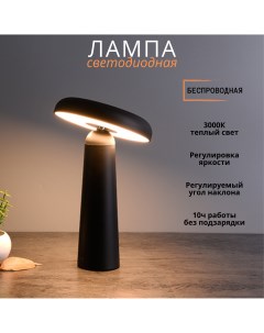 Беспроводной настольный светильник светодиодный с диммером 4Вт 3000К черный Fedotov