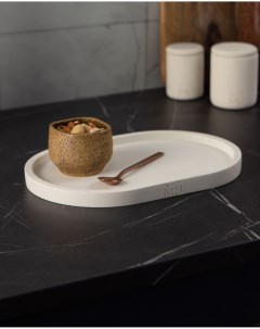 Поднос декоративный кухонный Lora Xl 30x20 см бетон кремовый матовый Musko home