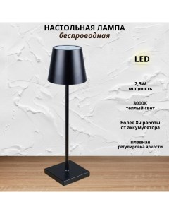 Беспроводная настольная лампа гладкий абажур 2 5Вт 3000К черный Fedotov