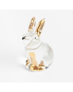 Статуэтка 5 см стекло Кролик с золотистыми ушами и лапками Vitreous Kuchenland