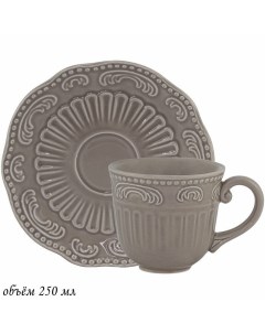 Чашка с блюдцем Бавария 250мл серый керамика Lenardi