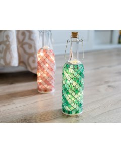 Декоративный светильник бутыль ПОСВЯЩЕНИ зеленая стекло 10 тёплых белых микро LED огн Kaemingk