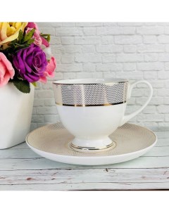 Чайный набор на 6 персон 12 предметов Золотая Симфония чашки 250мл блюдца Lenardi