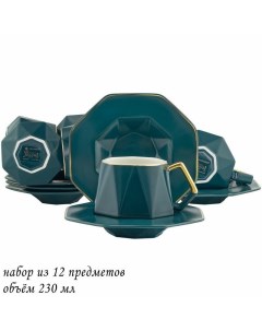 Чайный набор на 6 персон 12 предметов Грани чашки 230мл блюдца Lenardi