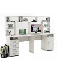 Письменный стол Лайт 14 с надстройкой ПСЛТ 14 СН Белое дерево Мф владимир