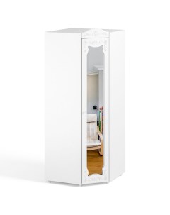 Шкаф угловой 560 с Большой зеркальной дверью ИТ 68 Италия Белое дерево Катрин-к