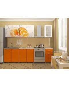 Кухонный гарнитур Апельсин 2 м 200 см белый оранжевый Дисави