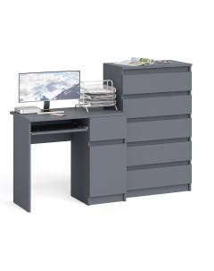 Компьютерный стол Мори МС 1Пр и комод высокий графит 160х50х114 см Свк