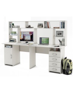 Письменный стол Лайт 13 с надстройкой ПСЛТ 13 СН Белое дерево Мф владимир