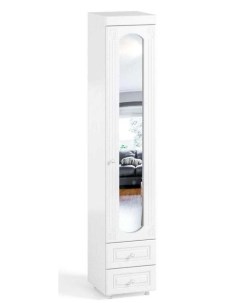 Шкаф 1дв 410 с Малой зеркальной дверью и ящиками АФ 32 Афина Белое дерево Катрин-к