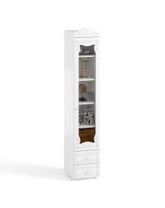 Шкаф однодверный 560 с ящиками библиотека ИТ 36 Италия Белое дерево Катрин-к