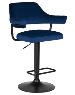Стул барный DOBRIN CHARLY BLACK сиденье синий велюр MJ9 117 основание черный Лого-м