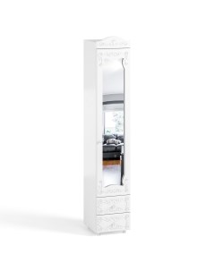 Шкаф 1 дв 410 с Малой зеркальной дверью и ящиками ИТ 32 Италия Белое дерево Катрин-к