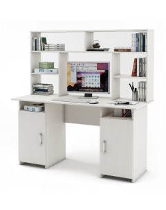 Письменный стол Лайт 6 с надстройкой ПСЛТ 6 СН Белое дерево Мф владимир