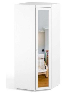 Шкаф угловой 560 с Большой зеркальной дверью МН 68 Монако Белое дерево Катрин-к