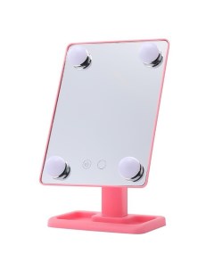 Вращающееся на 360 косметическое зеркало с подсветкой 00117832 розовый Nobrand