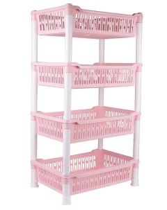 Пластиковая этажерка 4 секции 244 46х31х86см розовая Takara