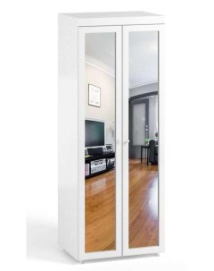 Шкаф 2дв 560 с 2 Большими зеркальными дверьми МН 48 Монако Белое дерево Катрин-к