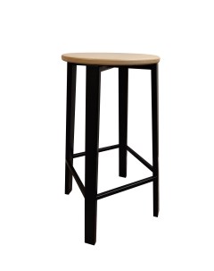 Барный стул Ван Дер Роэ цвет дерева натуральный чёрный металлический каркас S12.shop