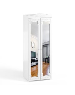 Шкаф 2 дв 560 с 2 Большими зеркальными дверьми ИТ 48 Италия Белое дерево Катрин-к