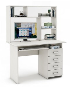 Письменный стол Лайт 5К с надстройкой ПСЛТ 5К СН Белое дерево Мф владимир