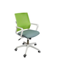 Кресло офисное Бит белый пластик зеленая сетка темно серая ткань Norden