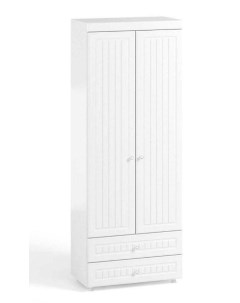 Шкаф 2дв 410 с 2 Малыми глухими дверьми и ящиками МН 44 Монако Белое дерево Катрин-к