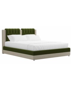 Кровать Камилла 160 Зеленый Бежевый микровельвет Лига диванов