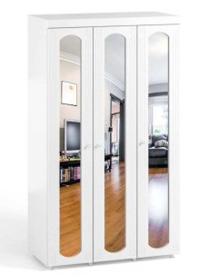 Шкаф 3 дв 560 с 3 Большими зеркальными дверьми АФ 55 Афина Белое дерево Катрин-к