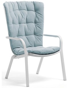 Лаунж кресло пластиковое с подушкой Folio Белый Голубой Reehouse