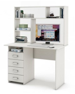 Письменный стол Лайт 4 с надстройкой ПСЛТ 4 СН Белое дерево Мф владимир