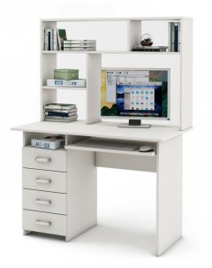 Письменный стол Лайт 4К с надстройкой ПСЛТ 4К СН Белое дерево Мф владимир