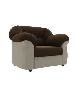 Кресло Карнелла микровельвет коричневый бежевый Лига диванов