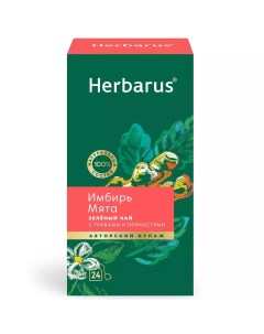 Чай зеленый имбирь мята с травами и пряностями 24 пакетика Herbarus