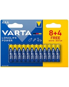 Батарейка AАA щелочная LR3 12BL 8 4 Longlife Power в блистере 12шт 04903121472 Varta
