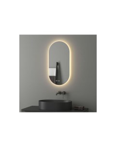 Зеркало OLV для ванной с тёплой LED подсветкой и часами 80x40см Slavio maluchini