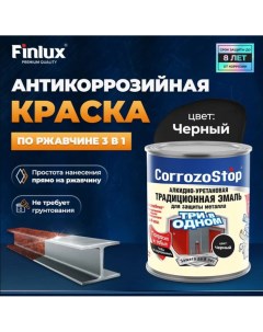 Краска 3 в 1 по ржавчине F 106 для металла ral черная 5 кг Finlux