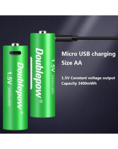Аккумуляторные батарейки AA 1 5В 3400 mWh со встроенной micro USB зарядкой 4 шт Doublepow