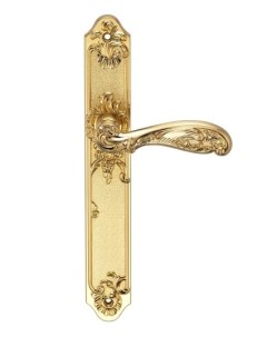 Ручка дверная GENESIS FLOR на длинной накладке проходная PS матовое золото Archie